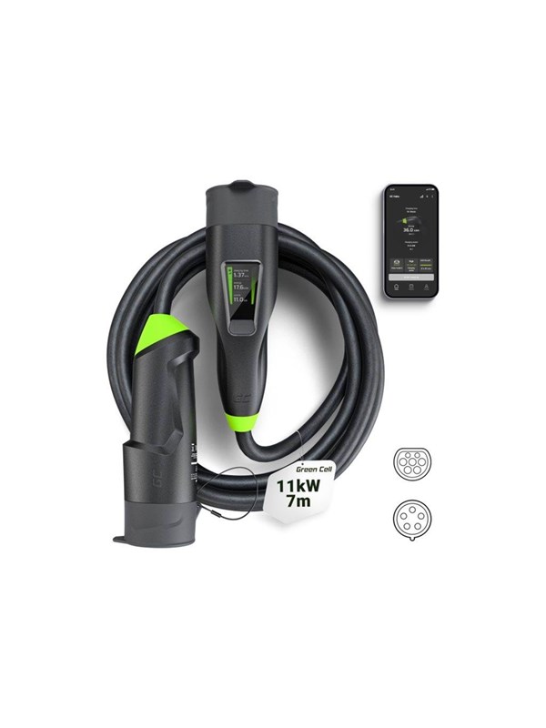 Green Cell Habu EV charging station - 7m 2-in-1 with GC App - IEC 60309 - 11 kW Batteri