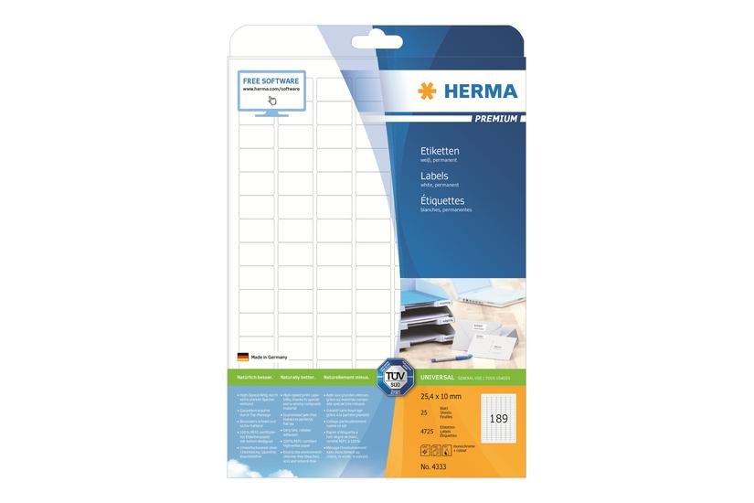 HERMA Premium - laminerede etiketter - mat - 4725 etikette(r) - 25.4 x 10 mm IT og elektronik > Scan/Print > Papir til print > Labels/etiketter
