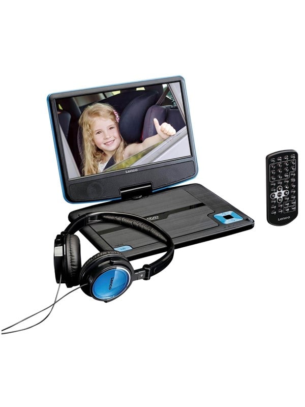 Lenco DVP-910BL - Portable 9" DVD player with USB headphones and mounting bracket - Blue/Black Blu Ray DVD afspiller