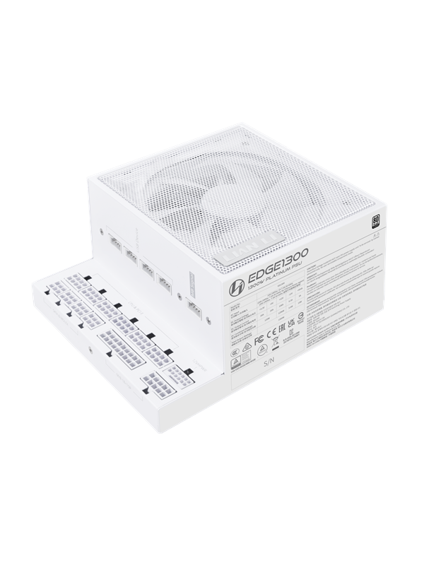Lian Li EDGE 1300 White Strømforsyning - 1300 Watt - 120 mm - ATX 3.0 - 80 Plus Platinum certified Stroemforsyning