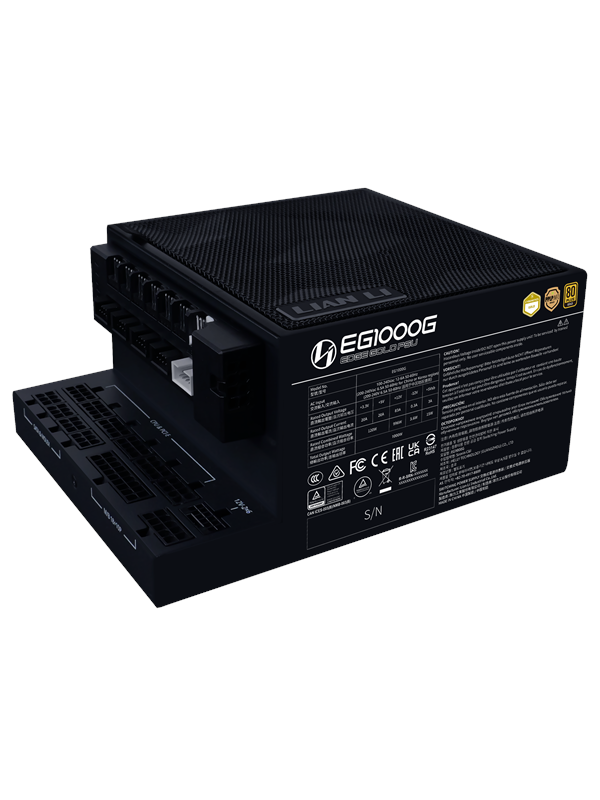 Lian Li Edge Gold 1000W Black (with USB HUB) Strømforsyning - 1000 Watt - 120 mm - ATX 3.1 - 80 Plus Gold certified Stroemforsyning