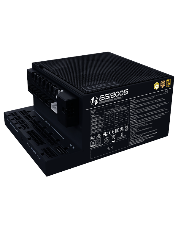Lian Li Edge Gold 1200W Black Strømforsyning - 1200 Watt - 120 mm - ATX 3.1 - 80 Plus Gold certified Stroemforsyning