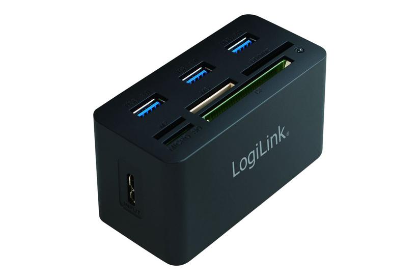 LogiLink USB 3.0 Hub with All-in-One Card Reader - hub - 3 porte PC