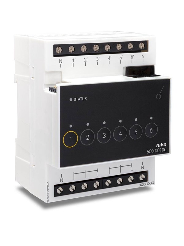 Niko-Servodan Relæmodul til niko home control til seks forskellige kredsløb Intelligente bygningsinstallationer