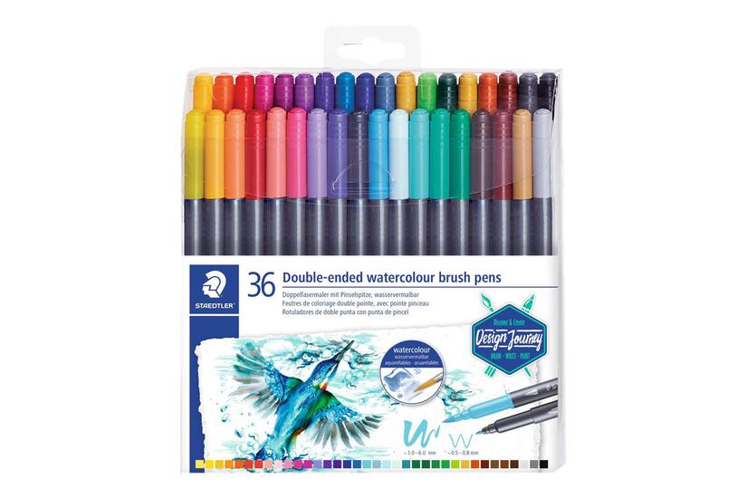STAEDTLER Marsgraphic Duo - børstepen med dobbeltspids - assorterede vandfarver (pakke med 36) Livsstil