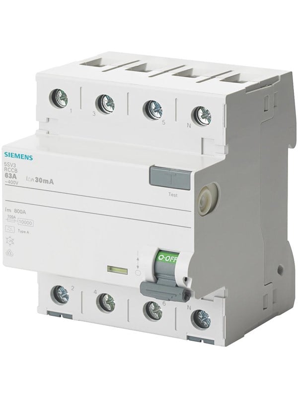 Siemens Fejlstrømsafbryder type A 63 4-pol 30mA 4 modul bred Komponenter til tavler og kasser