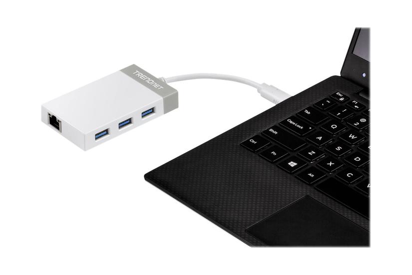 TRENDnet TUC-ETGH3 - netværksadapter - USB-C - 1000Base-T x 1 + USB 3.0 x 3 PC
