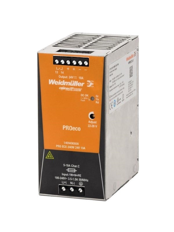 Weidmuller Strømforsyning pro eco 240w 24v 10a Komponenter til tavler og kasser