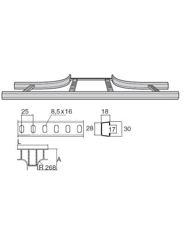 Wibe T-afgrening 16- 400 Foeringsveje kanalskinner