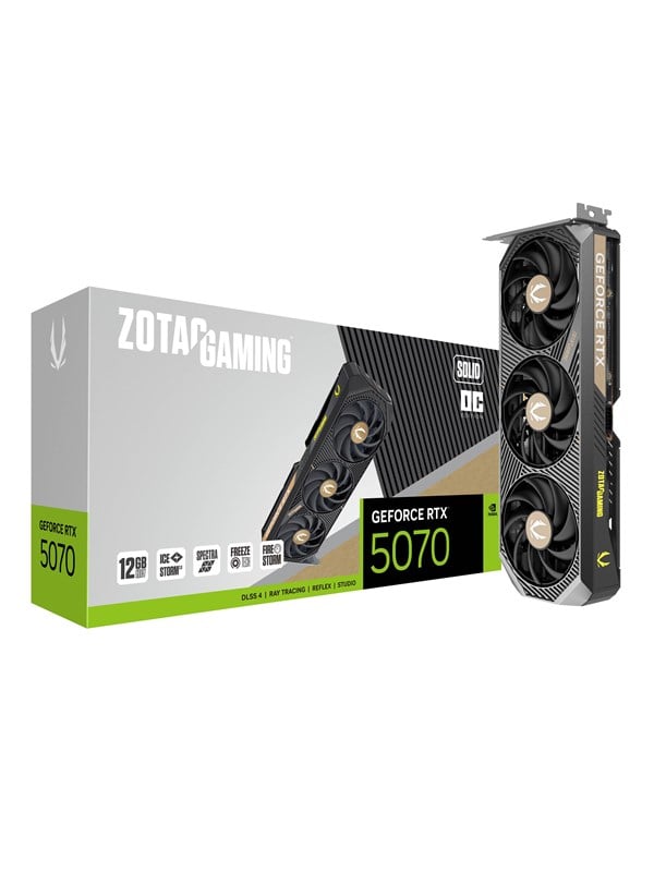 ZOTAC GeForce RTX 5070 Solid OC - 12GB GDDR7 RAM - Grafikkort Grafikkort