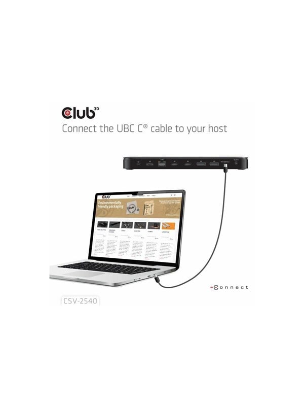 Club 3D 8-in-1 - docking station - USB-C - HDMI DP - 1GbE Dockingstation