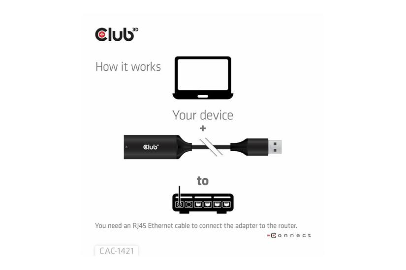 Club 3D - netværksadapter - USB 3.2 Gen 1 - 5GBase-T x 1 IT og elektronik > Hardware > Kabler > Adapter