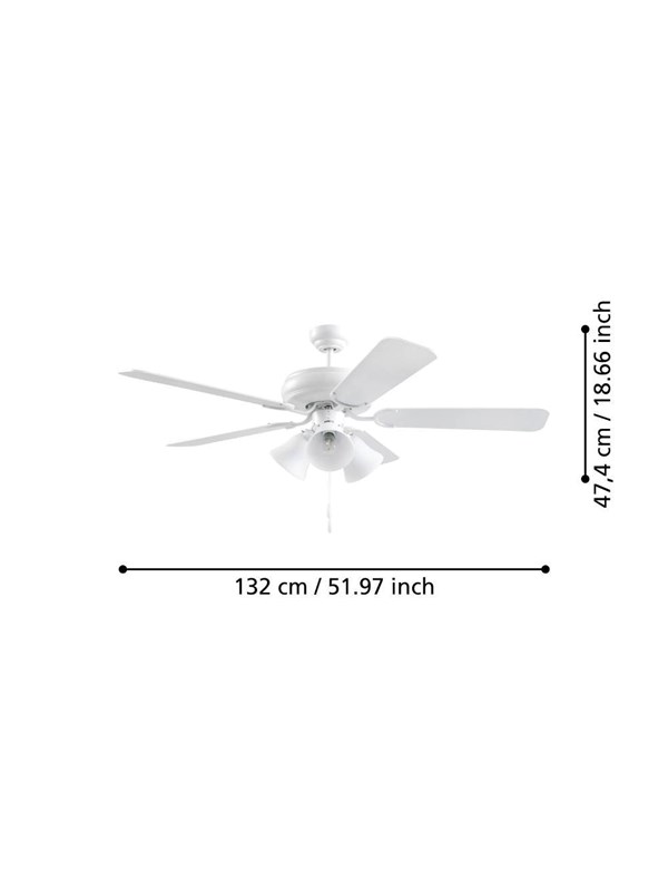 EGLO EICHEF LOFT VENTILATOR Ø1320 AC HVID Lamper