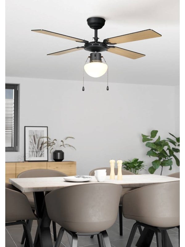 EGLO FORTALEZA VENTILATOR AC E27 SORT/NATUR Lamper