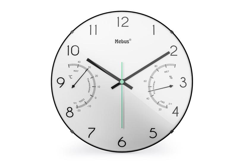 Mebus 16106 Quarz-Wanduhr Kvartsur Rund Sort