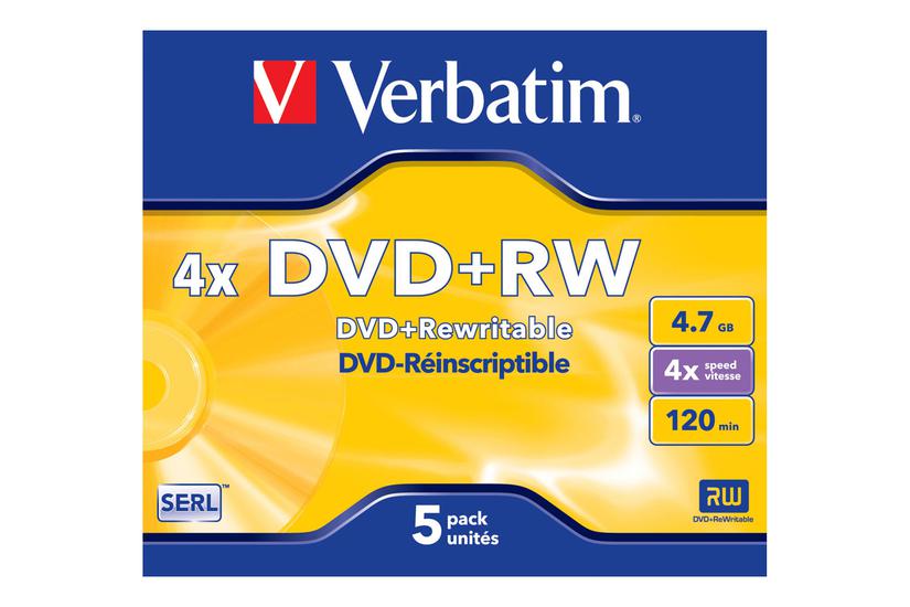 Verbatim DataLifePlus - DVD+RW x 5 - 4.7 GB - lagringsmedie IT og elektronik > Hardware > Lagring og backup > Lagringsmedier > DVD Medier