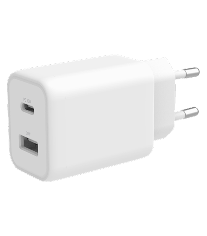 Deltaco 2-port 33W USB oplader med USB-C PD