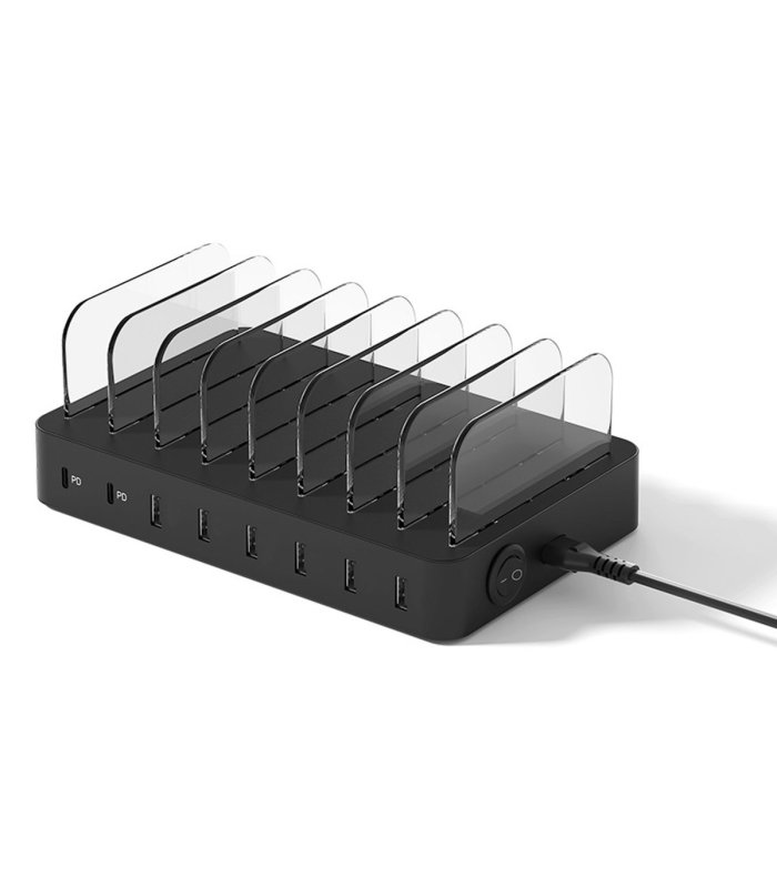 Deltaco 8-port 75W USB Ladestation m/ USB-C PD