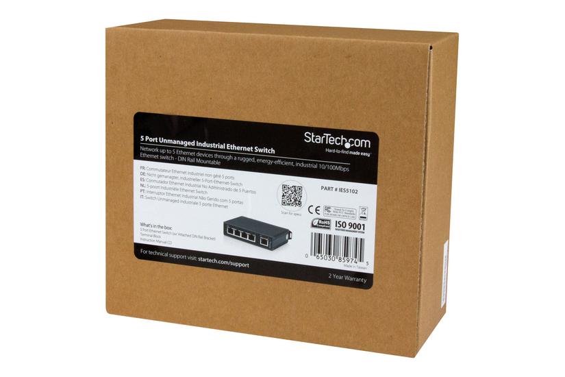 StarTech.com 5-Port Ethernet Switch - 10/100Mbps Industrial Networking Solution - IP30-rated Energy Efficient Internet Switch (IES5102) - switch - 5 porte - ikke administreret IT og elektronik > Netværk > Hubs og switches