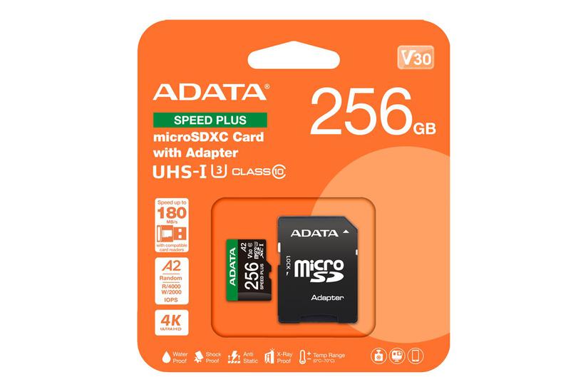 ADATA SPEED PLUS - flashhukommelseskort - 256 GB - SDXC UHS-I IT og elektronik > Hardware > Lagring og backup > Flash Hukommelse > Flash Kort