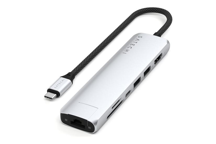 Satechi 7-in-1 - dockingstation - USB-C / USB 3.2 Gen 2 x 2 - HDMI - 1GbE IT og elektronik > Hardware > Kabler