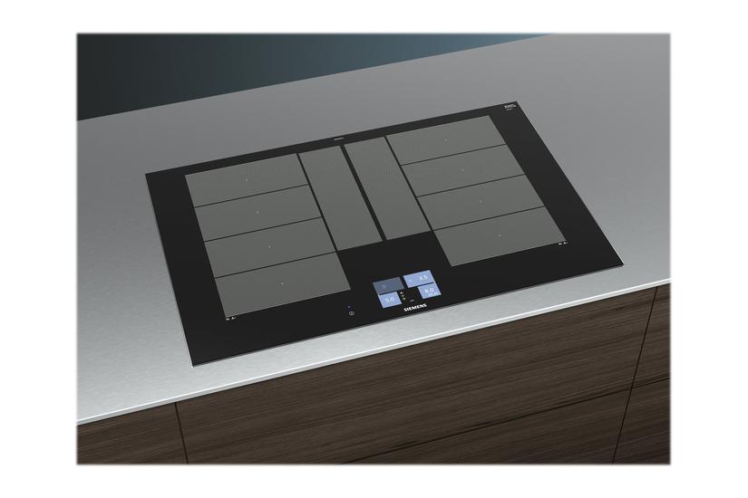 Siemens iQ700 EX875KYW1E induktions kogeplade - 80 cm - sort - keramik - med rustfrit stål-sidepynt Husholdning og køkken > Husholdning og hvidevarer > Komfurer & ovne > Kogeplader