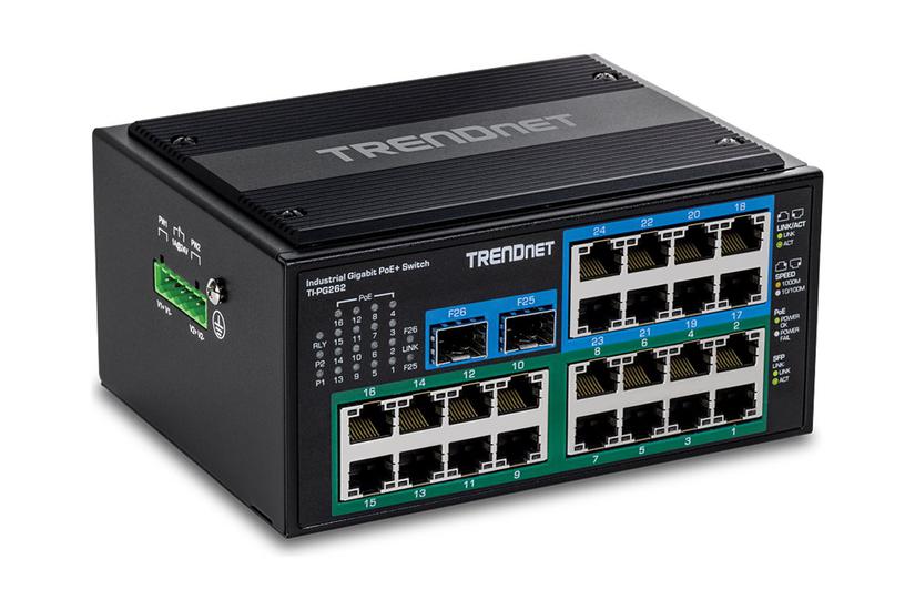 Trendnet - 26-Port Hardened Industrial Gigabit PoE+ DIN-Rail Switch IT og elektronik > Netværk > Hubs og switches